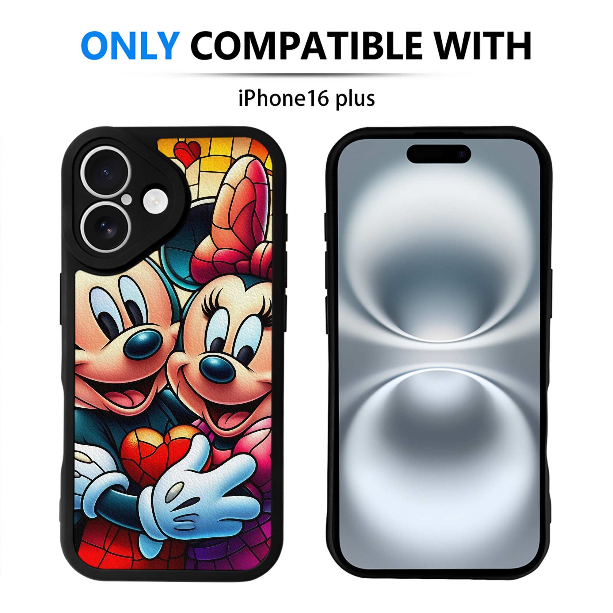 （画像用） ミッキーマウス Mickey Mouse 【iPhone 16シリーズ対応】シリコンスマホケース（レザー調） 材質：シリコン
